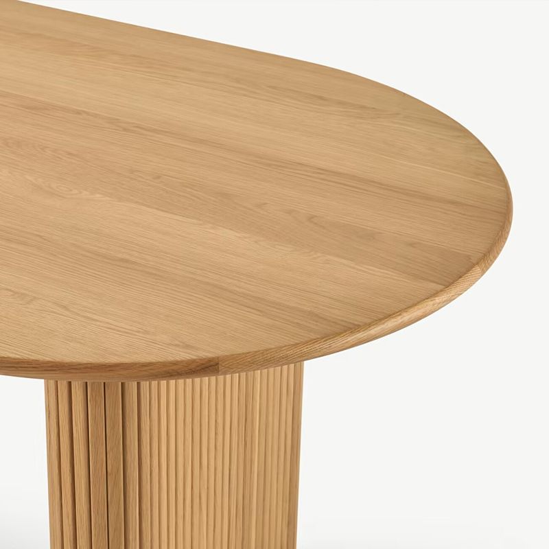 Modern Pine Wood Dining Table Oval Wooden Table with Double Pedestal