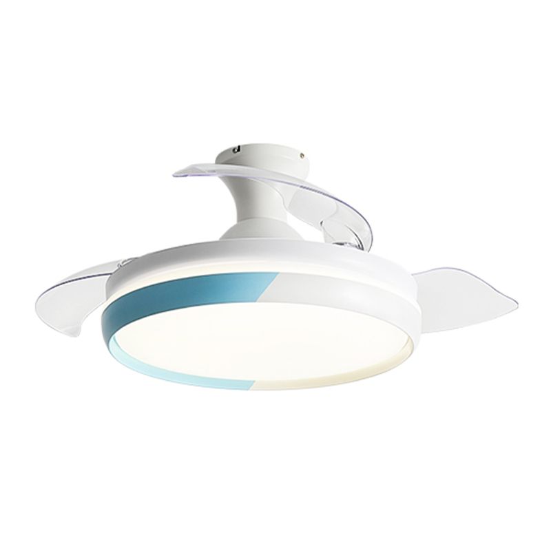 Round Metal Ceiling Fan Light Kids Style 1-Light Ceiling Fan Lamp for Living Room