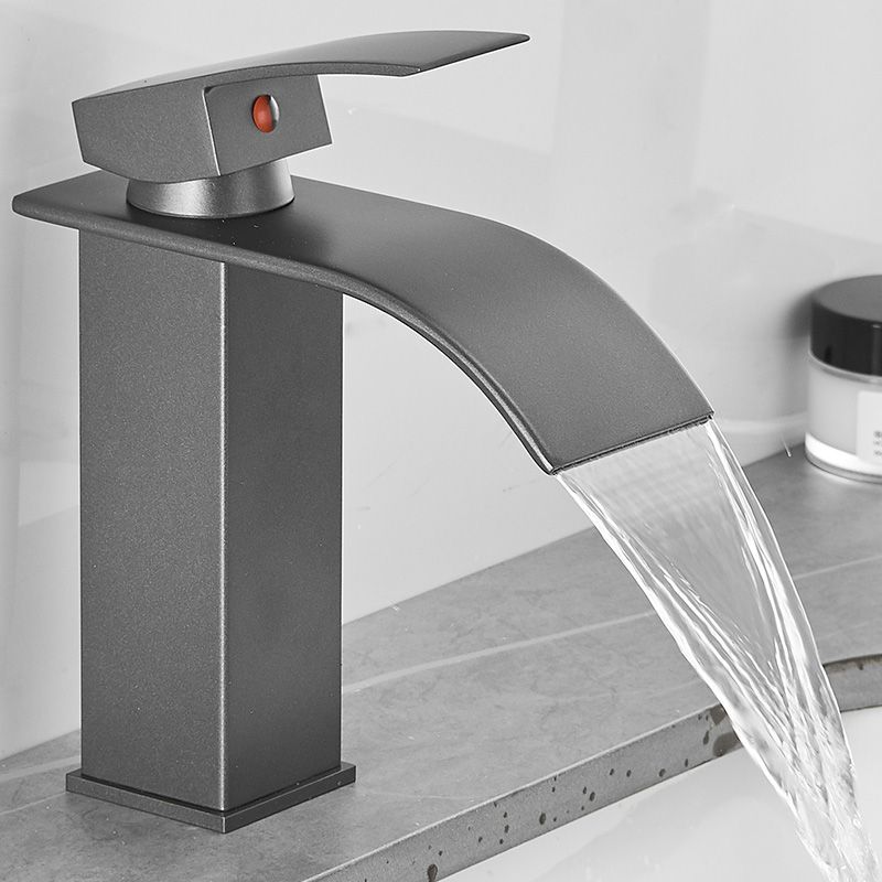 Modern Bathroom Sink Faucet Waterfall Spout Lever Handle Brass Sink Faucet
