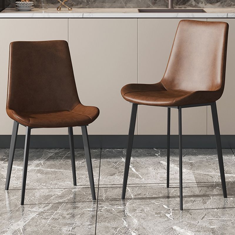 Sillas de comedor de cuero con respaldo sólido de estilo industrial para uso doméstico (juego de 2)