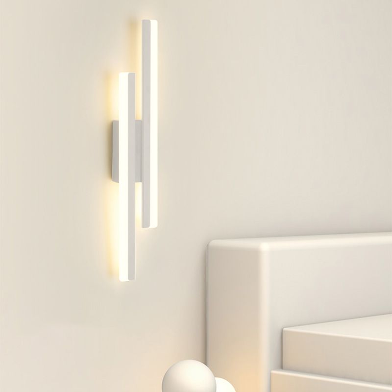 Shaded Bedroom Wall Sconce Lighting Metal LED Minimalism Sconce Light Fixture in White
