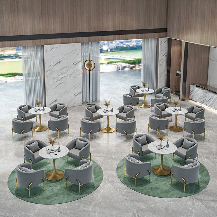 Contemporary Round Dining Table Sintered Stone Dining Table with Tulip Base
