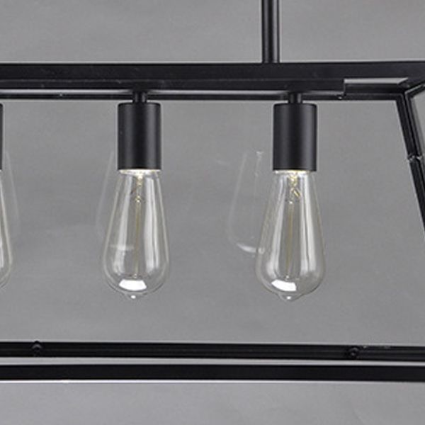 Rectangular Shape over Island Lighting Modern Style Metal 4 Lights Hanging Lamp in Black