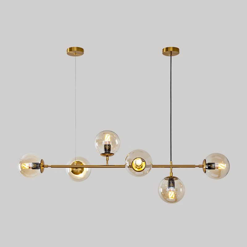 Multi Lights Island Light Modern Island Hanging Light with Glass Shade for Dining Room