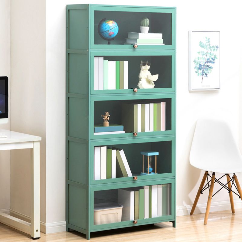 Contemporary Green Barrister Bookcase Bamboo Bookcase for Home Office