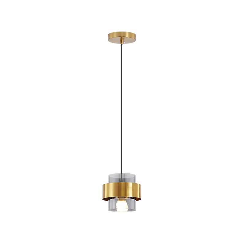 Modern Style Hanging Light 1 Light Glass Cylinder Pendant Light for Bedside