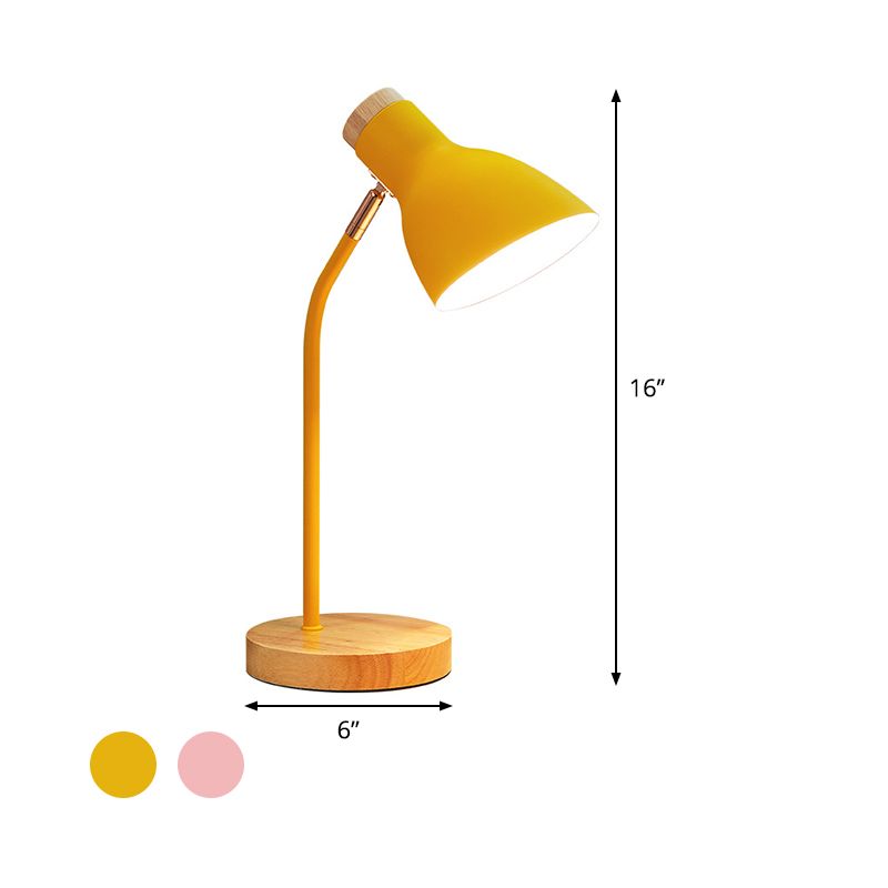 Luce da tavola ampia bagliore Macaron Metal 1 lampadina rosa/gialla lampada da scrivania con nodo rotante