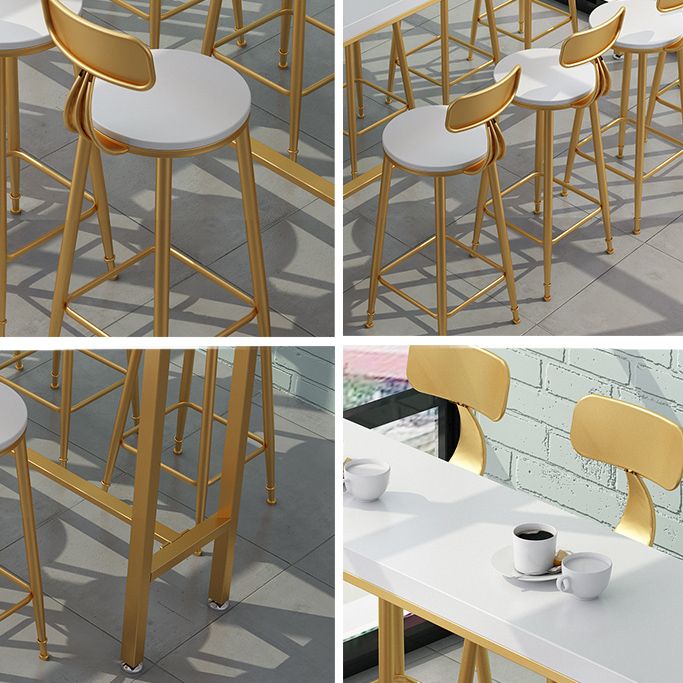 Glam Rectangle Bar Pub Table Set 1/2/5/9 Pieces White and Gold Counter Set