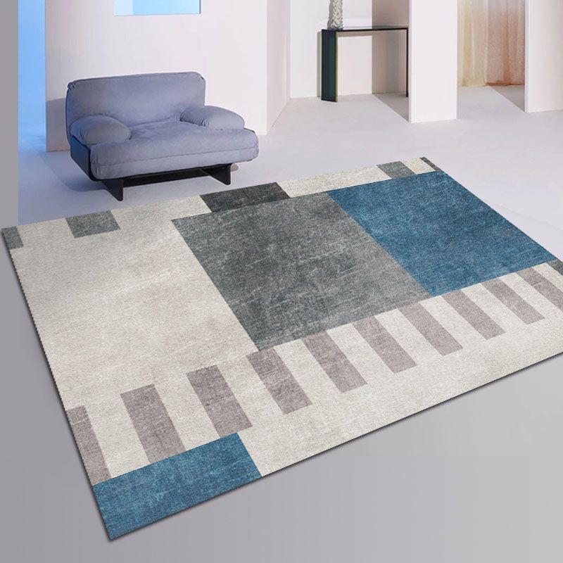 Modern Rectangle Print Rug Polyester Area Carpet Stain Resistant Indoor Rug for Living Room