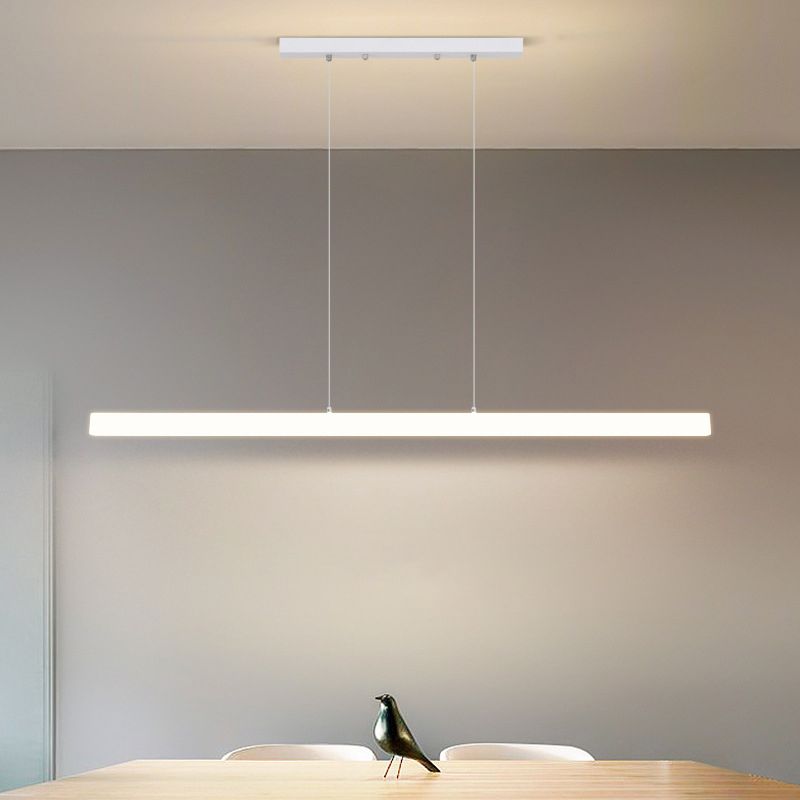 LED Island Lamp Modern Simple Island Hanging Lamp with Plastic Shade for Dining Room