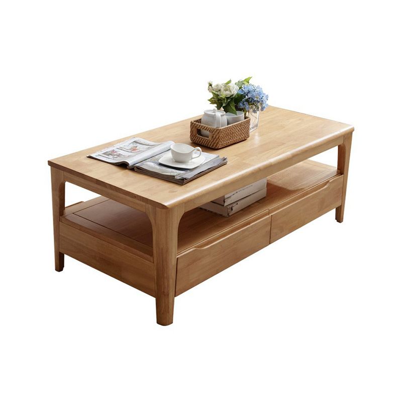 4 Legs Rectangular Coffee Table Made of Solid Wood/black/walnut/white Cocktail Table