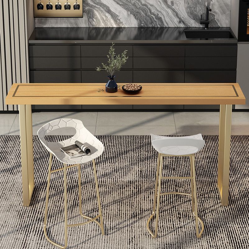 Wood Top Cocktail Bar Table Nordic Gold Frame Bar Height Table for Dining Room