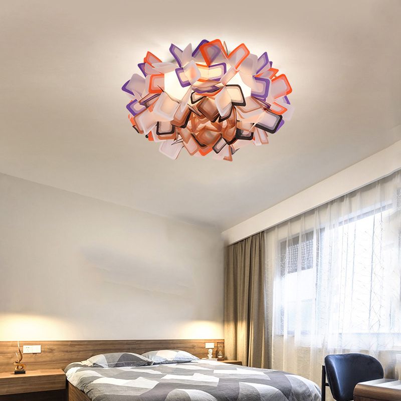 Art Deco Sinuous Flushmount Light with Acrylic Shade Led Bedroom Flush Lighting