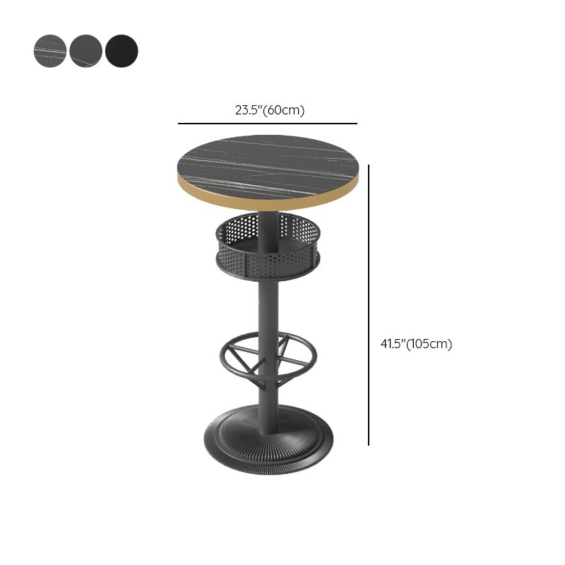 Industrial Style Bar Height Table Black Bar Dining Table with Storage