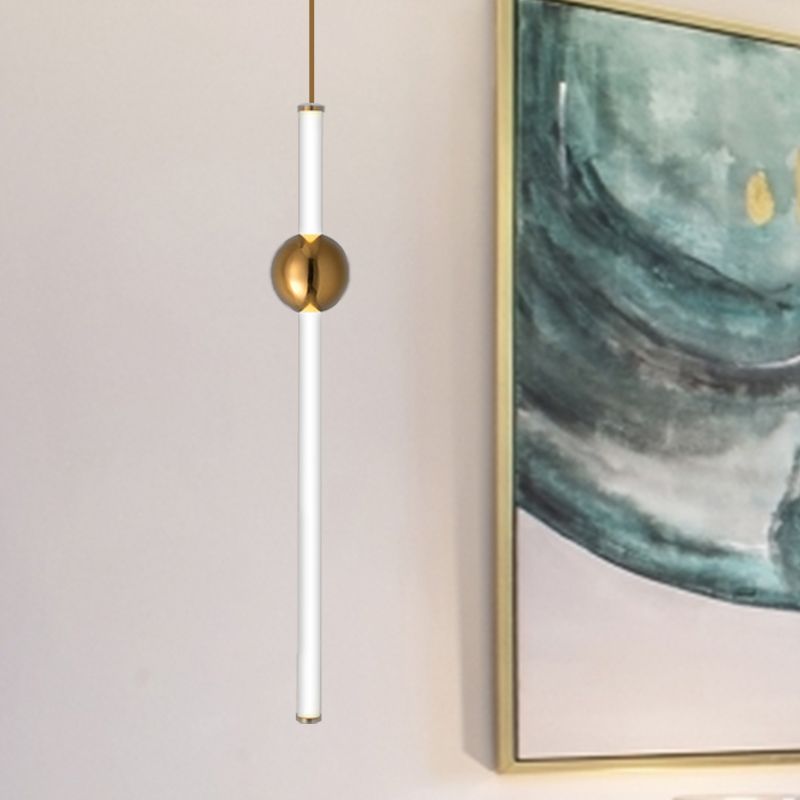 Flute Hanging Light Kit Simple Style Gold/White Glass 1 Head Stairway Pendant Light Fixture