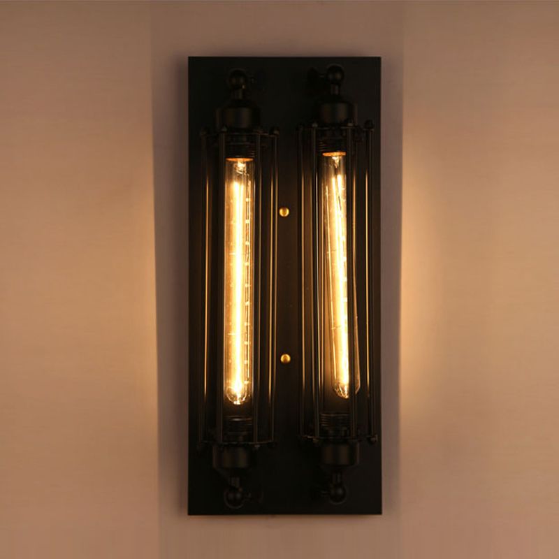 Unique Shape Wall Light Fixture Industrial Metal Wall Mounted Lighting in Black Finish