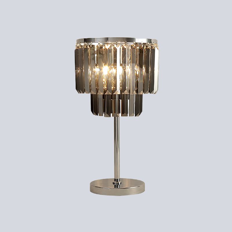 Zylindrischer Schreibtisch hellem Modernist Rauchgrau Kristall 2 Köpfe Esszimmertischlampe