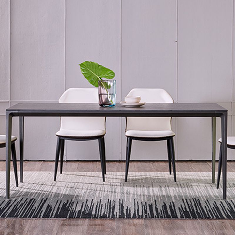 Simplicity Sintered Stone Dining Table Rectangular Table with Metallic Four-leg