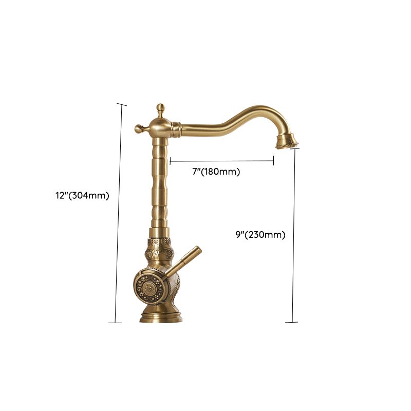 Traditional Kitchen Faucet Copper Gooseneck Standard Kitchen Faucets with Single Handle