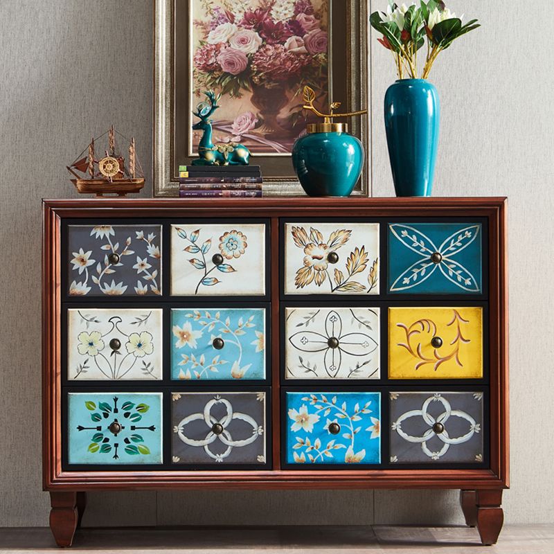 American Traditional Wooden Storage Chest Home Chest with Drawers