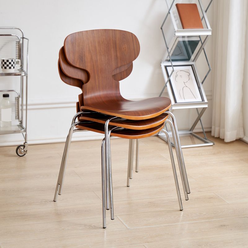 Contemporary Solid Wood Stackable Armless Dining Chair for Home