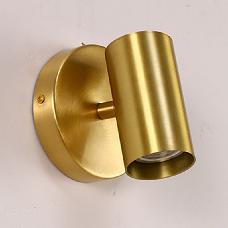 Modern Style Cylinder Shape Wall Sconce Metal 1 Sconce Light in Gold