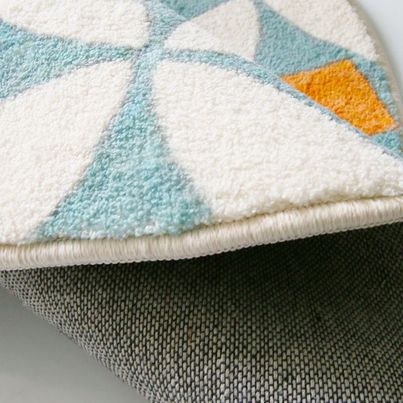 Contemporary Geometric Rug Green Polyester Indoor Carpet Washable Area Rug for Home Decor