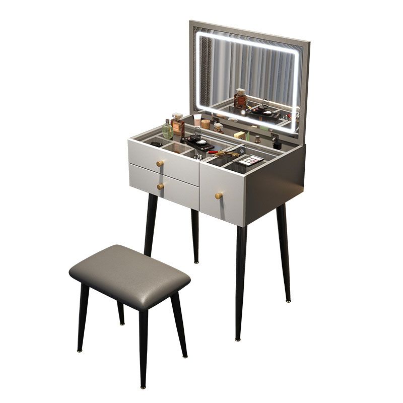 Contemporary Mirrored Glass Vanity Desk 3 Drawer Vanity Dressing Table