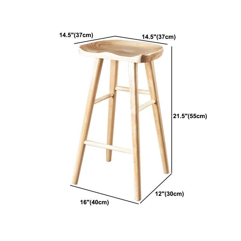 Industrial Bar and Counter Stool Natural Finish Stool with 4 Legs