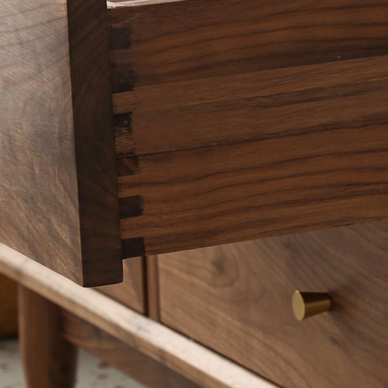 Modern Solid Wood Glass Doors Sideboard Cabinet with Cabinets and Drawers