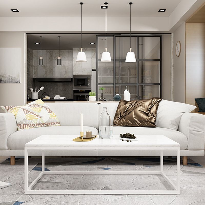 White Marble Coffee Table Glam Frame Coffee or End Table, 17.71" Wide