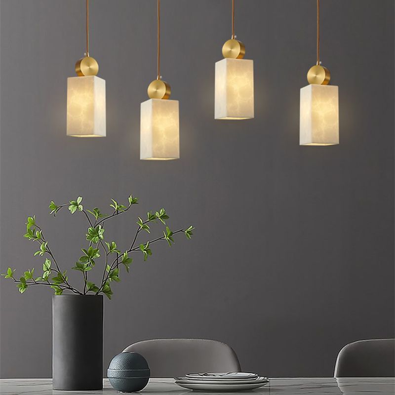 Brass Geometric Suspended Lighting Fixture Nordic 1-Light Faux Marble Pendant Light