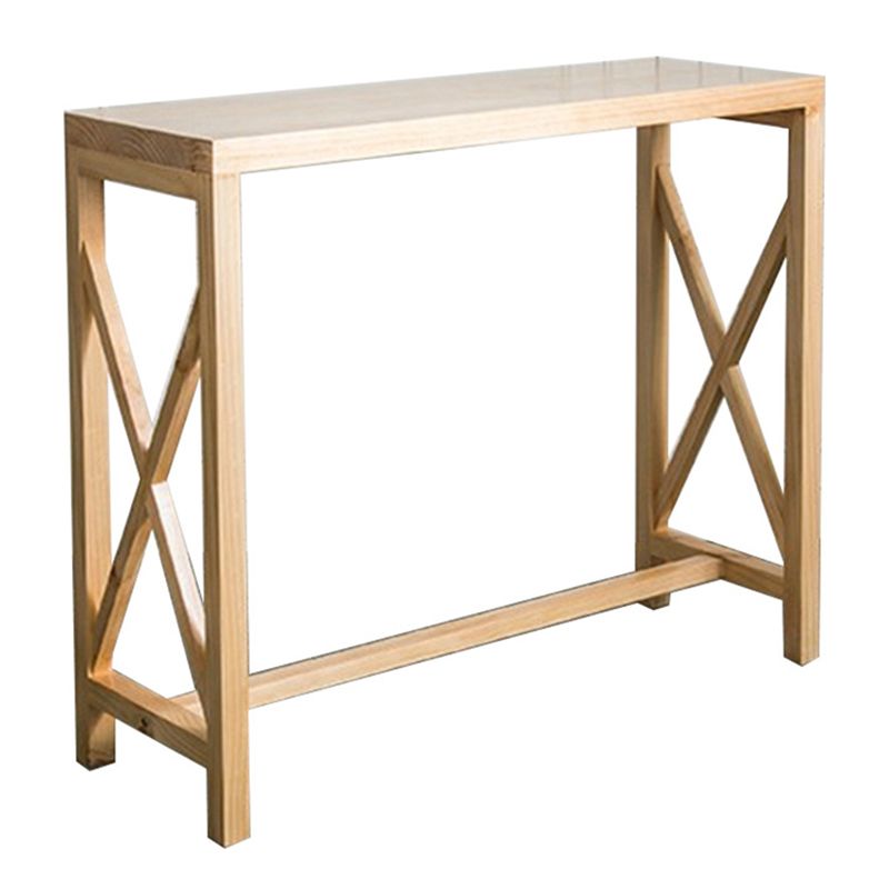 Rectangle Bar Table Solid Wood Contemporary Pub Table for Indoor