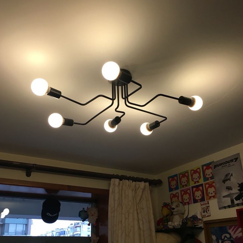 Montura de Enredo Negro de Enredo Semivaciado de Luz Minimalista Industrial Minimalista