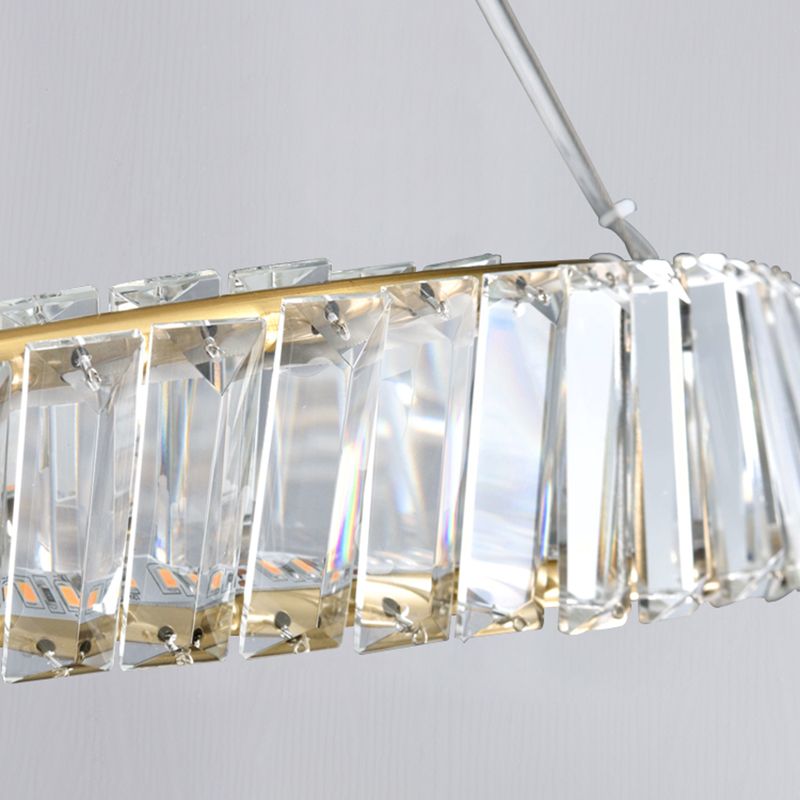 Crystal Gold Pendant Light Circle Contemporary LED Ceiling Light for Living Room