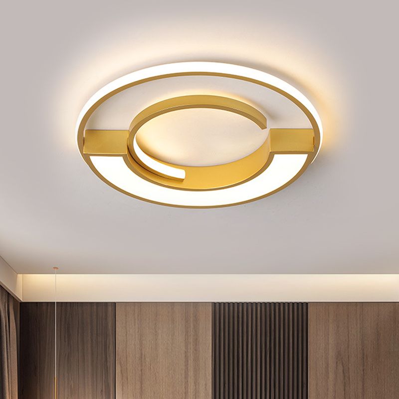 Aluminum Circular Splicing Ceiling Lamp Contemporary Gold Finish 16.5"/20.5" Dia LED Flushmount Lighting in Warm/White Light