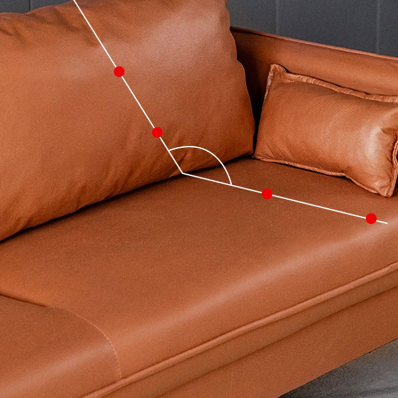 Square Arm Faux Leather Sofa Id Century Loose Back Single Cushion Sofa