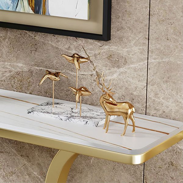 Rectangle Console Accent Table Antique Finish Console Sofa Table in Stone