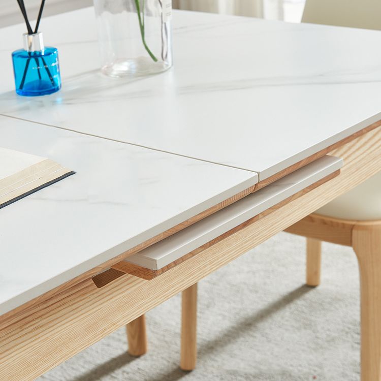 1/2/5/6/7 Pieces Extendable Rectangle Dining Set Sintered Stone Top Wooden Table Set