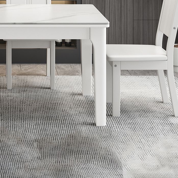 Rechthoekige eettafel uit het midden van de eeuw Vaste tafel van witte gesinterde steen