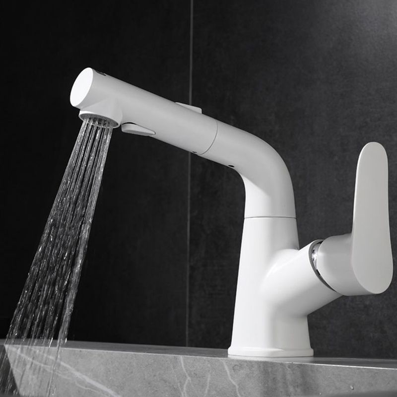 Contemporary Vessel Faucet Copper Single Handle Low Arc Retractable Vessel Faucet