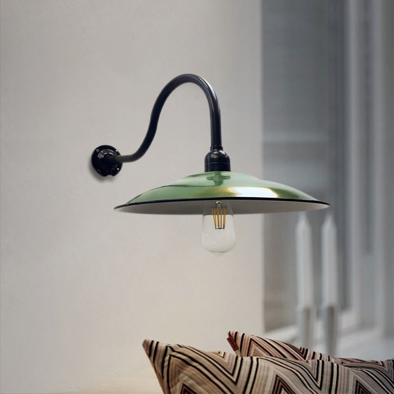1 Kopfsaucer -Wandbeleuchtung Vintage -Stil grüne Metallic Leuchtenbeleuchtung für Esszimmer, 12 "/14" Breite