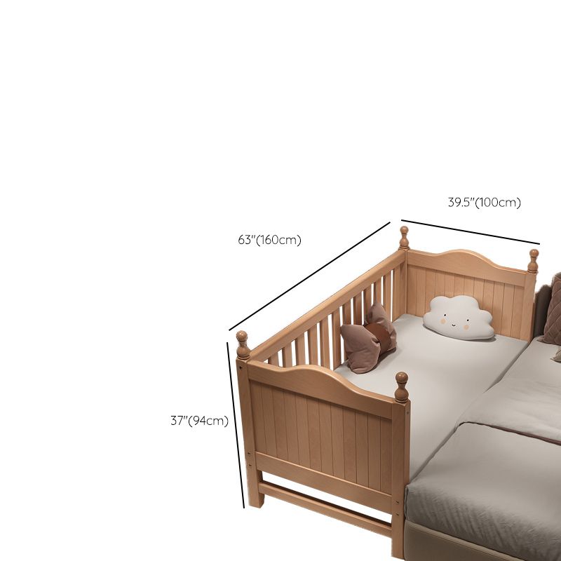Contemporary Solid Wood Nursery Bed Washed Natural with Guardrail