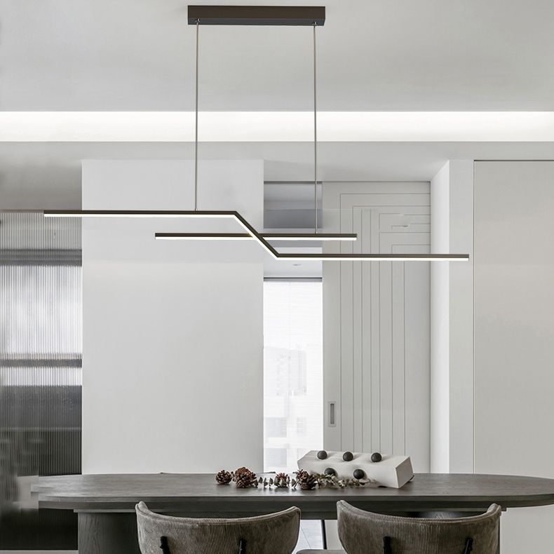 Hedendaagse lineair eiland licht metaal 2 lichte eilandverlichtingsarmaturen voor keuken