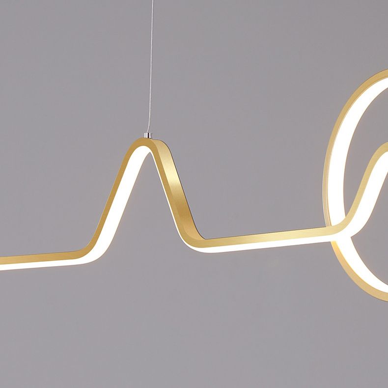2-Light Modern Island Lighting Golden Metallic LED Ceiling Light for Bedroom