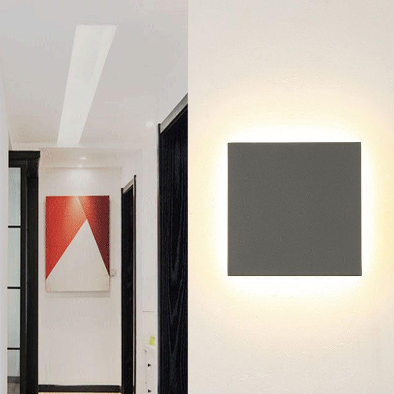 Geometric Courtyard LED Wall Mounted Light Aluminum Simplicity Wall Sconce Lighting in Grey