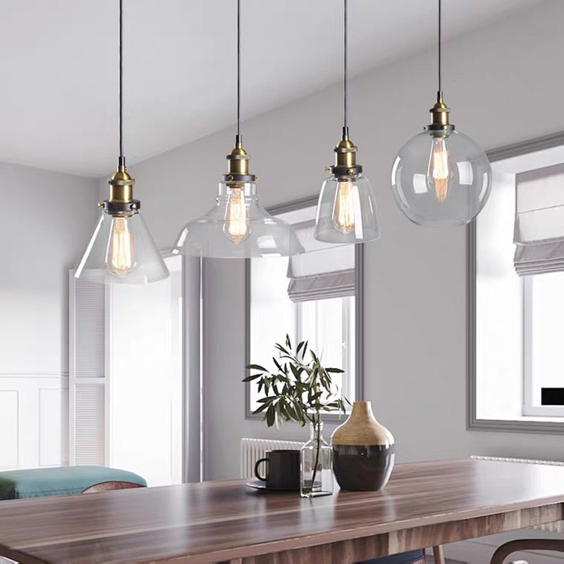 Suspended Lighting Fixture Industrial Glass Shaded Pendant Ceiling Light for Dinning Room