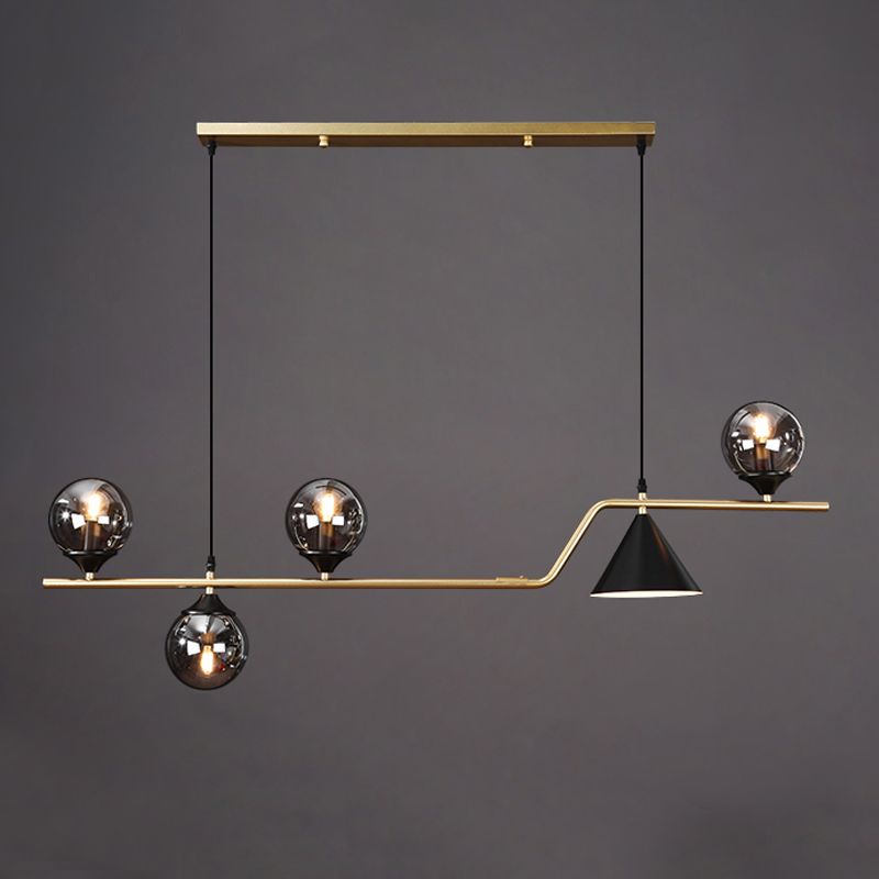 Contemporary Style Spherical Hanging Pendant Lights Glass Island Lights