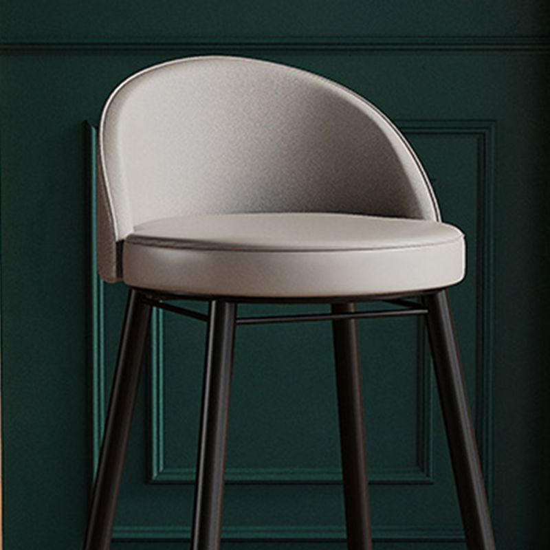 Faux Leather Armless Bar Stool Industrial Low Back Bar Chair with Metal Footrest