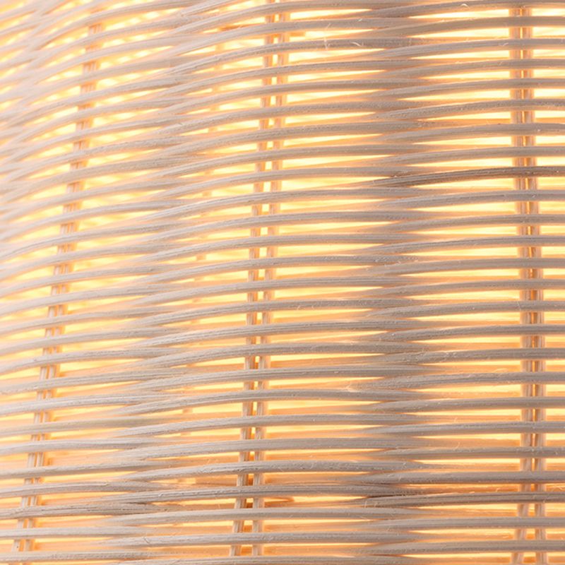 Hand-weaving Bamboo Bell Shape Hanging Light Asian Rattan Shade Single Light Pendant Lamp with 59" Hanging Wire